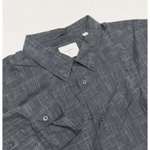 Billy Reid Men's Long Sleeve Button Down Shirt Size XL Black Cotton Oxford